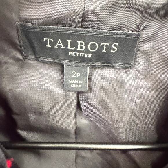 Talbots Women's Black And Red 100% Cotton Floral Velvet Blazer Jacket Size 2P - Picture 4 of 6